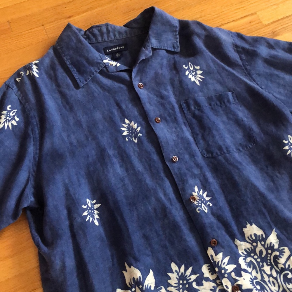Land’s End short-sleeve Hawaiian linen print
